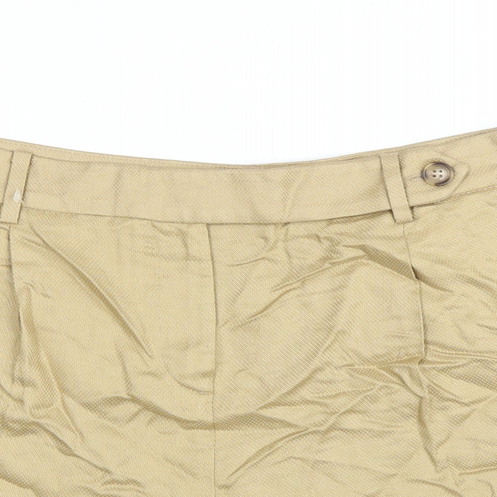 Marks and Spencer Womens Brown Lyocell Chino Shorts Size 14 L4 in Regular Zip