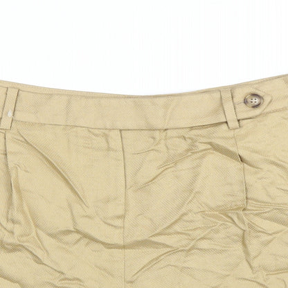 Marks and Spencer Womens Brown Lyocell Chino Shorts Size 14 L4 in Regular Zip