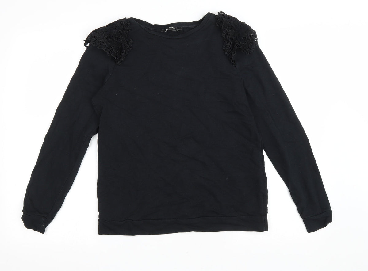 George Womens Black Cotton Pullover Sweatshirt Size S Pullover - Lace details