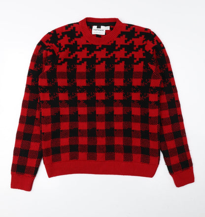 Womens UK Size S Topman Red Pullover Jumper
