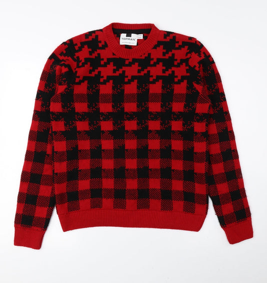 Womens UK Size S Topman Red Pullover Jumper