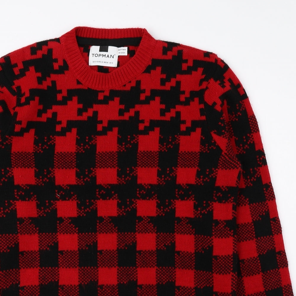 Womens UK Size S Topman Red Pullover Jumper