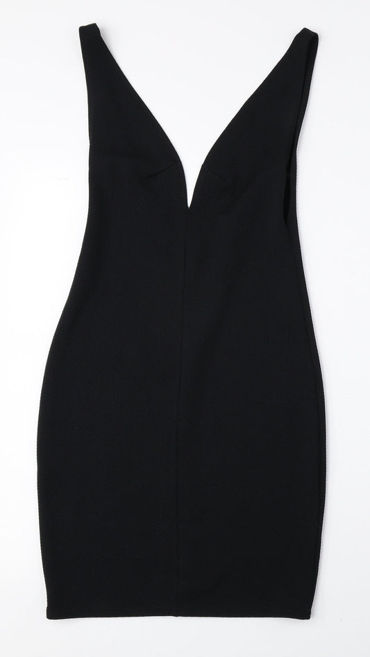 Oh My Love Womens Black Polyester Mini Size S V-Neck Pullover