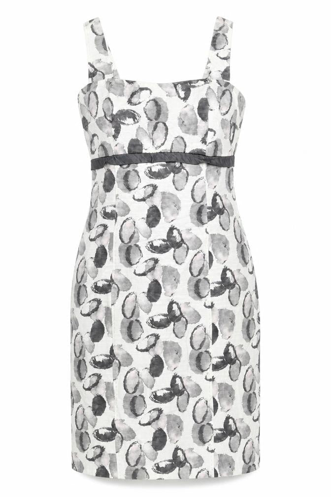 Gold Womens Grey Geometric Polyamide Pencil Dress Size 10 Round Neck Zip