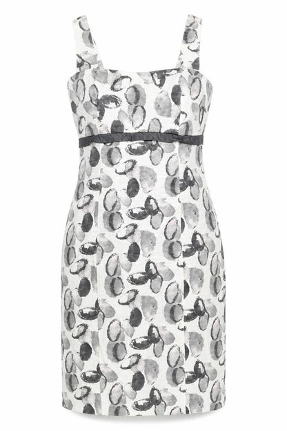 Gold Womens Grey Geometric Polyamide Pencil Dress Size 10 Round Neck Zip