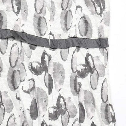 Gold Womens Grey Geometric Polyamide Pencil Dress Size 10 Round Neck Zip