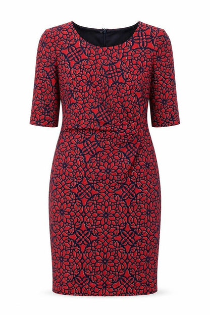 NEXT Womens Red Floral Polyester Pencil Dress Size 10 Round Neck Zip