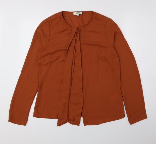 Papaya Womens Brown Polyester Basic Blouse Size 8 Round Neck - String