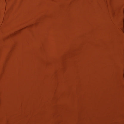 Papaya Womens Brown Polyester Basic Blouse Size 8 Round Neck - String