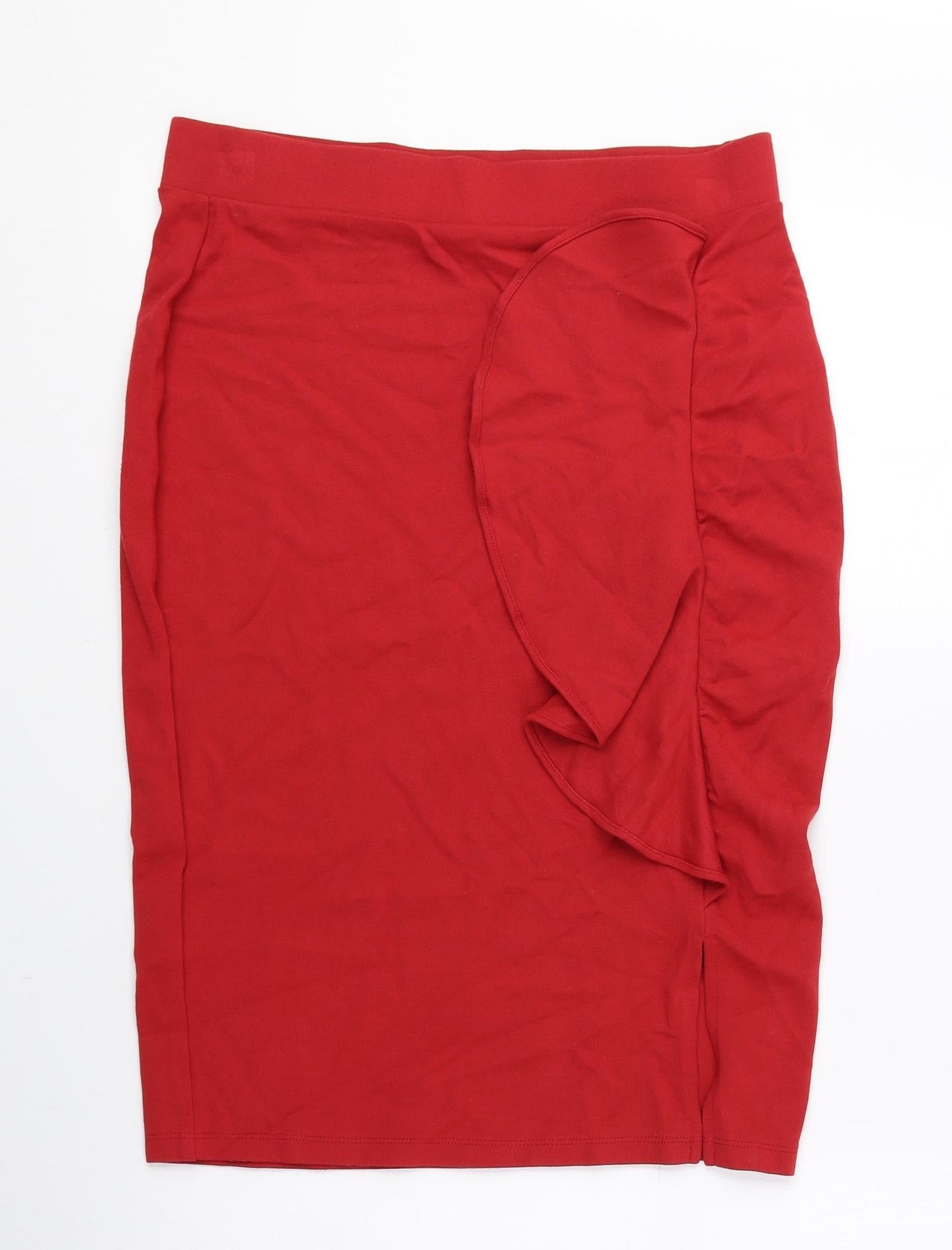 Marks and Spencer Womens Red Viscose Bandage Skirt Size 10