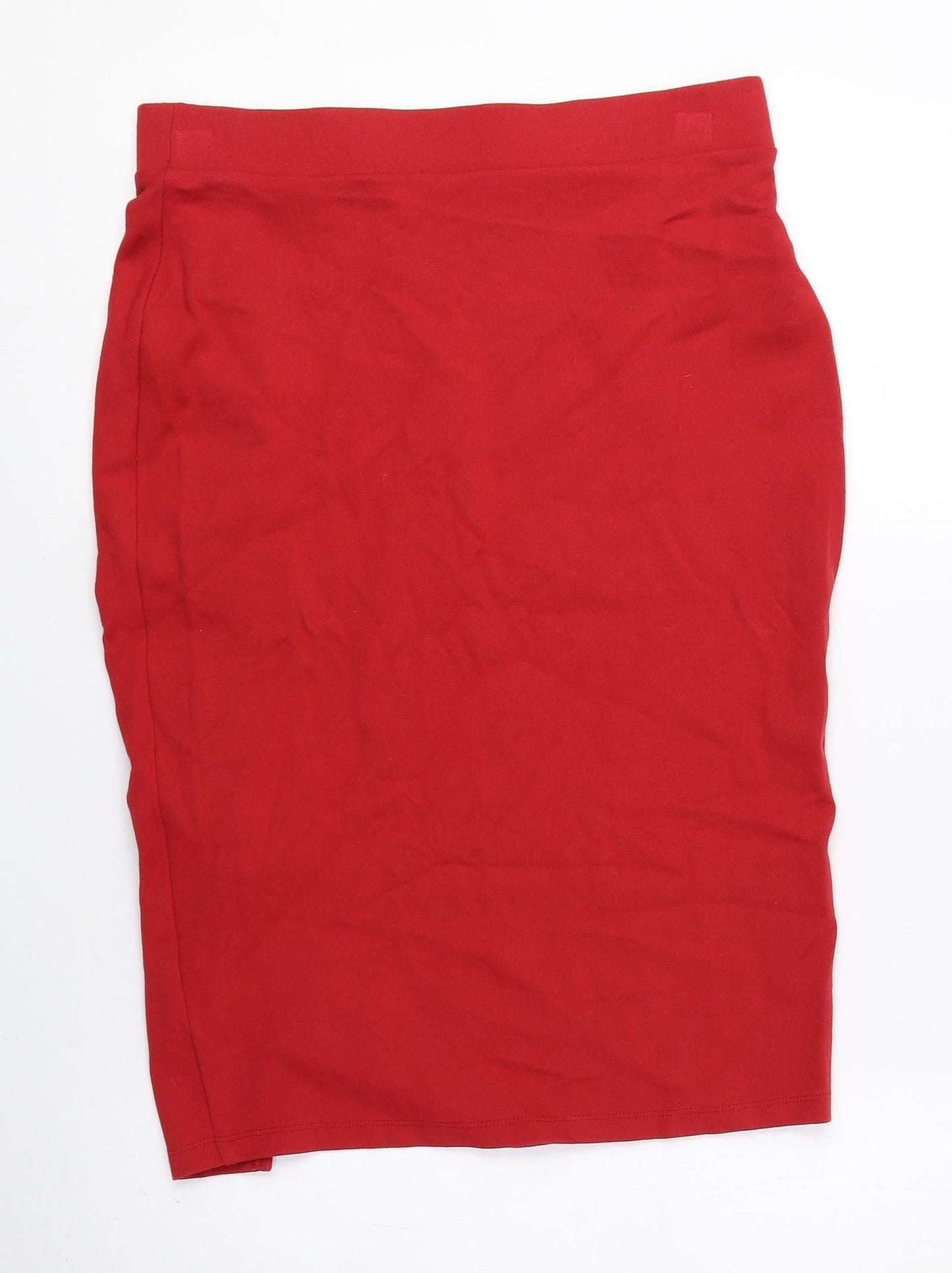 Marks and Spencer Womens Red Viscose Bandage Skirt Size 10