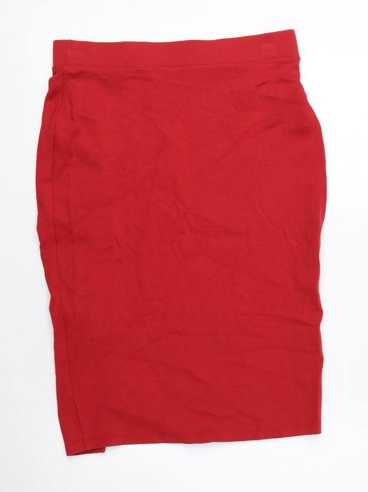 Marks and Spencer Womens Red Viscose Bandage Skirt Size 10