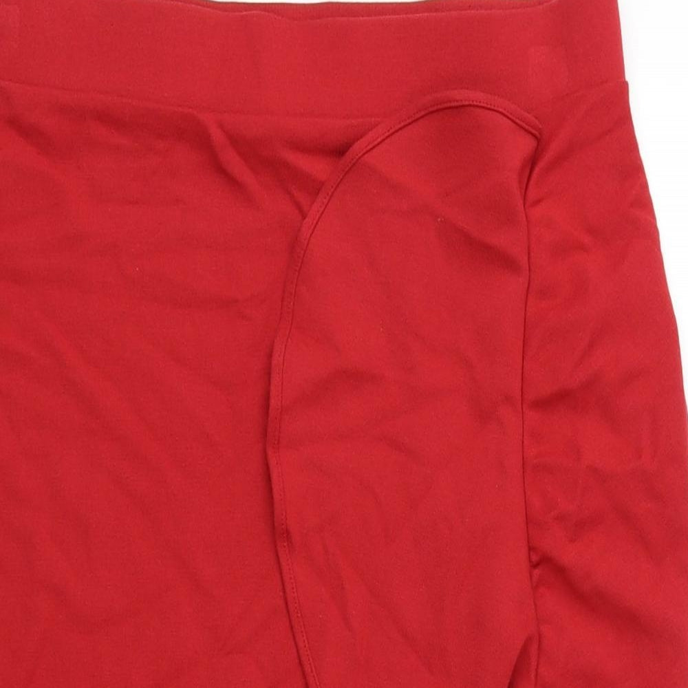 Marks and Spencer Womens Red Viscose Bandage Skirt Size 10