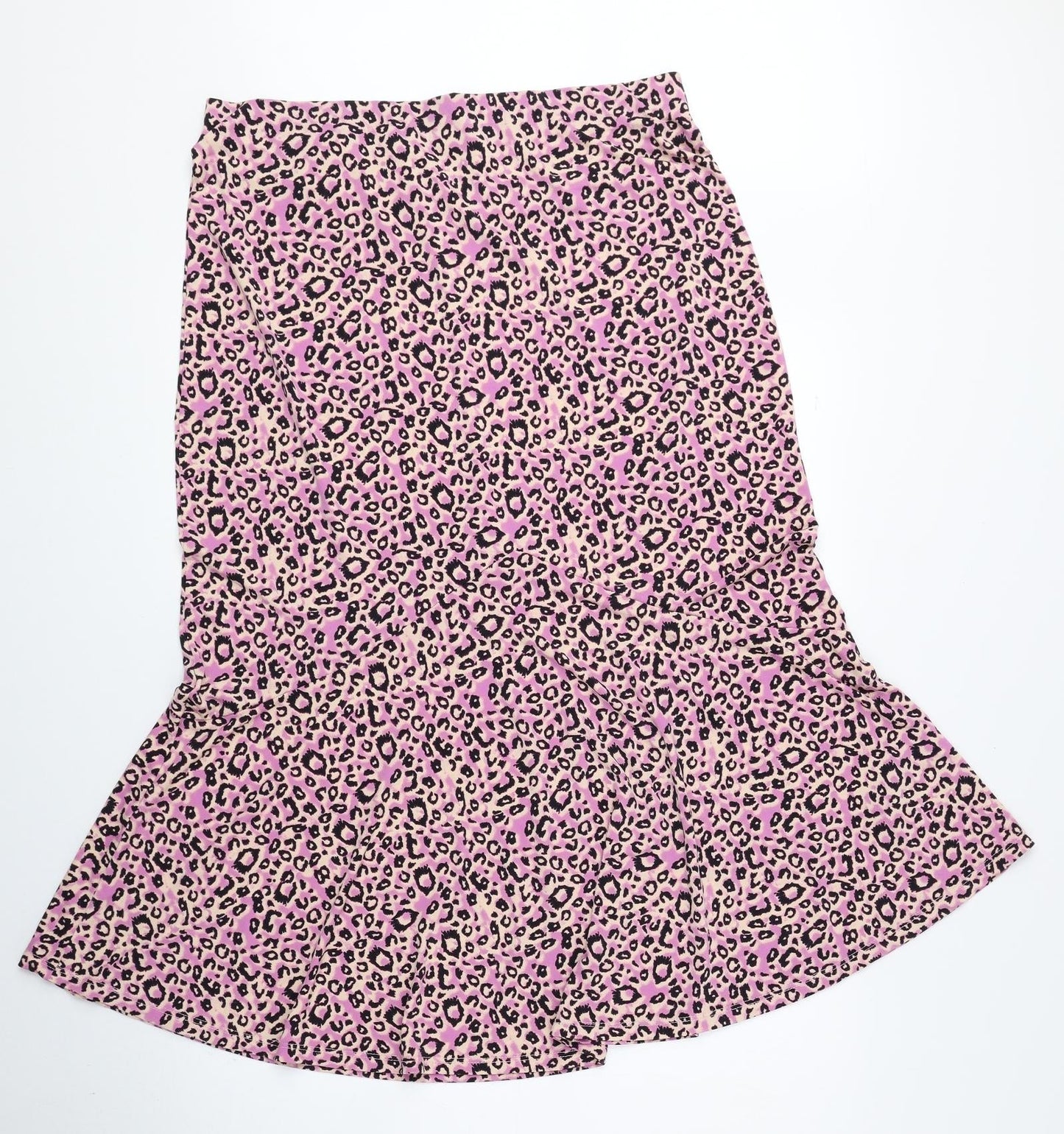 Oasis Womens Multicoloured Animal Print Polyester Trumpet Skirt Size L - Leopard Print