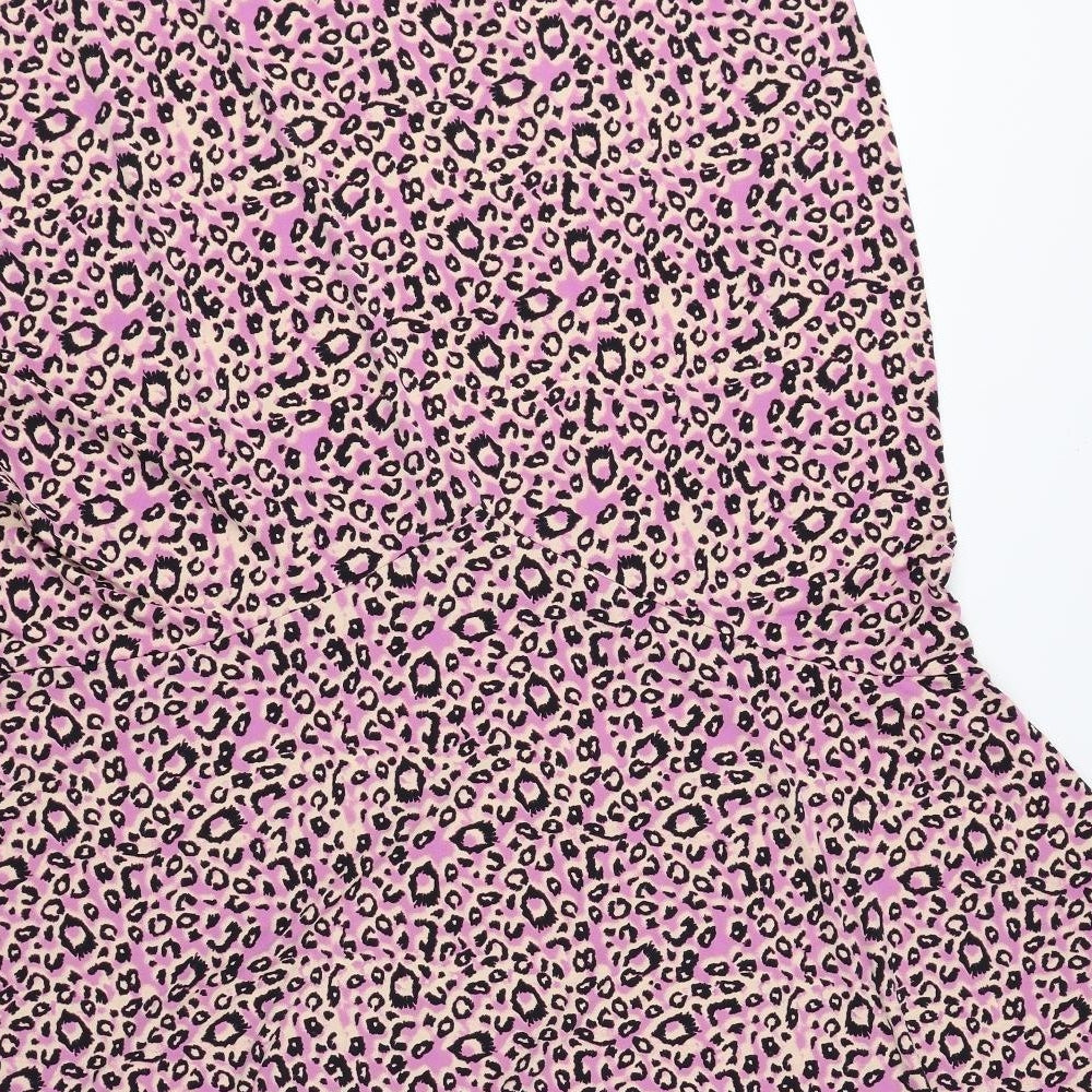 Oasis Womens Multicoloured Animal Print Polyester Trumpet Skirt Size L - Leopard Print