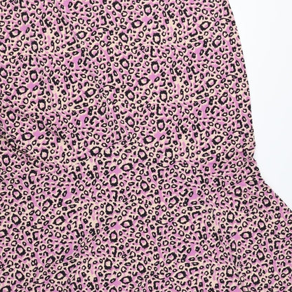 Oasis Womens Multicoloured Animal Print Polyester Trumpet Skirt Size L - Leopard Print