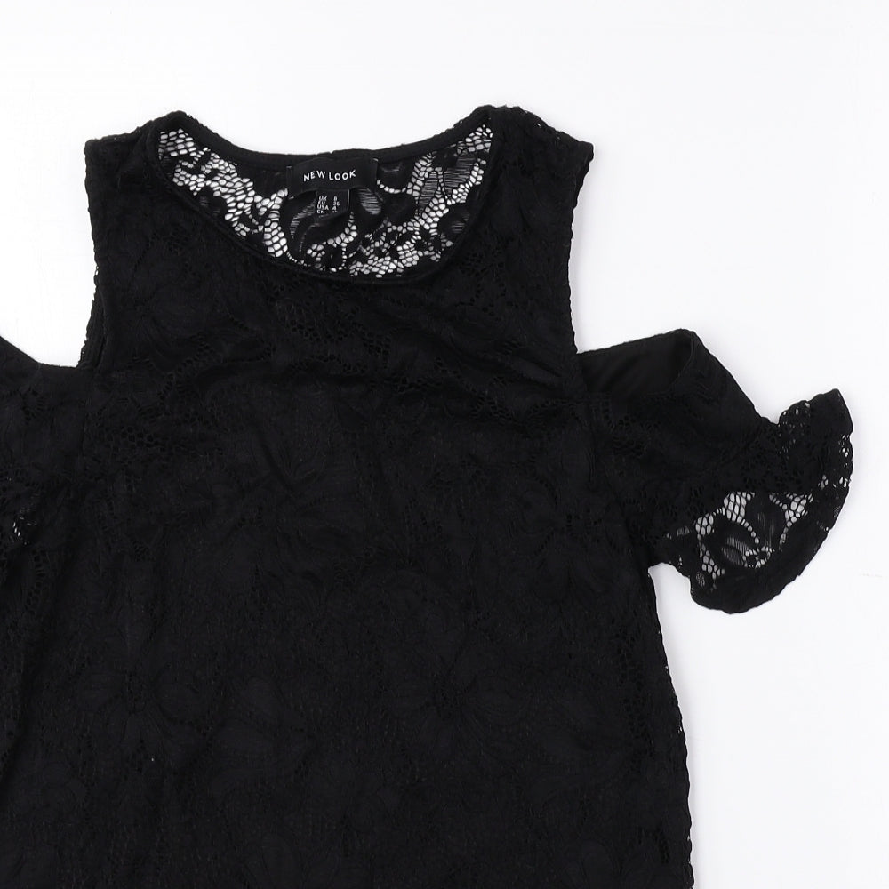 Womens UK Size 8 New Look Black Basic Blouse