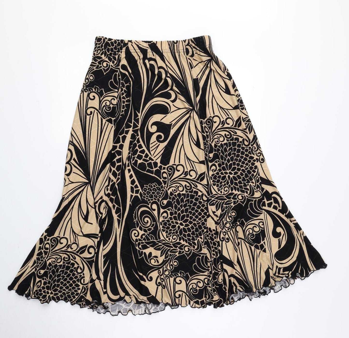 BASSINI Womens Black Geometric Polyester Trumpet Skirt Size S