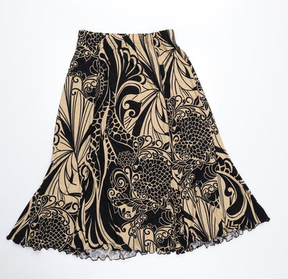 BASSINI Womens Black Geometric Polyester Trumpet Skirt Size S