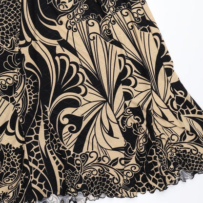 BASSINI Womens Black Geometric Polyester Trumpet Skirt Size S