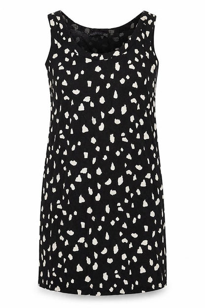 Marks and Spencer Womens Black Polka Dot Flax A-Line Size 6 Scoop Neck Pullover