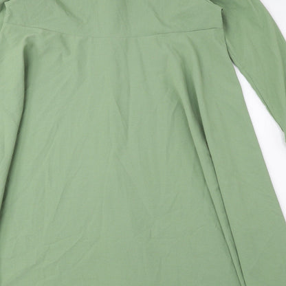 LAVIiENZA Womens Green Polyester A-Line Size 10 Collared Button