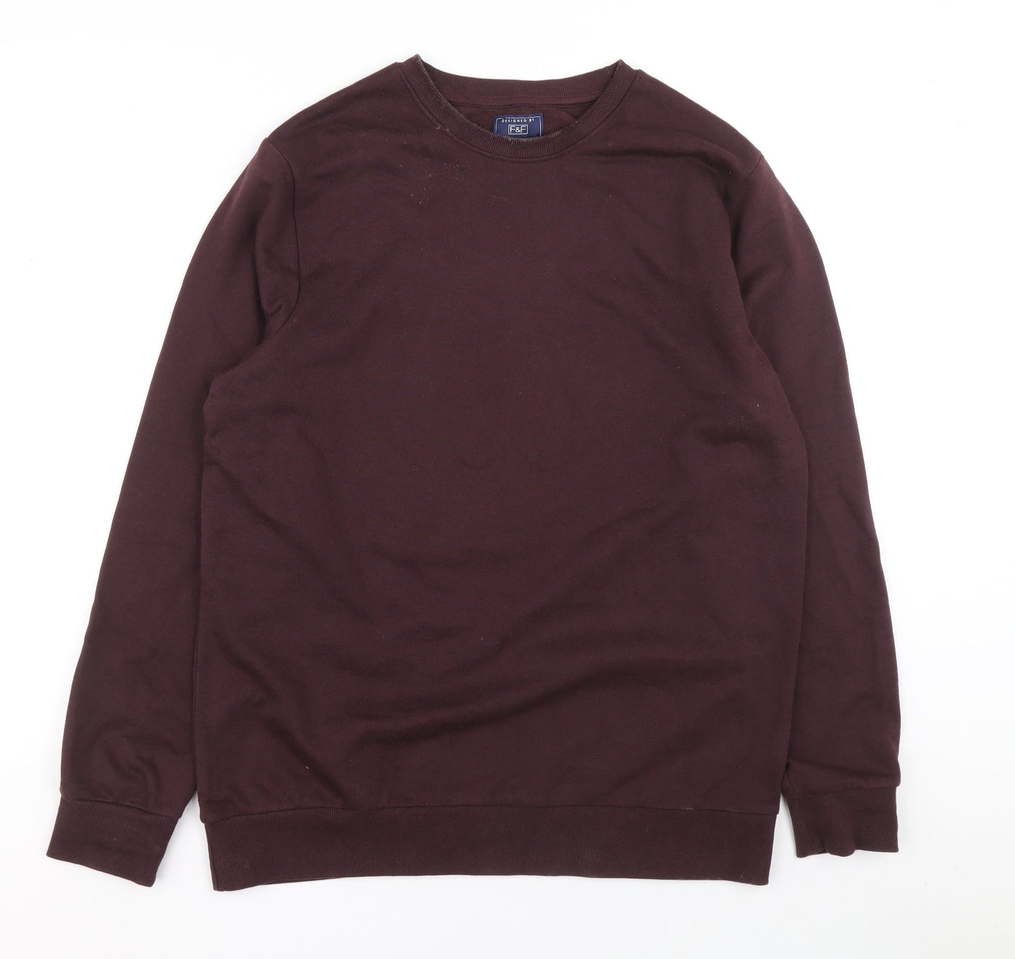 F&F Mens Brown Cotton Pullover Sweatshirt Size L