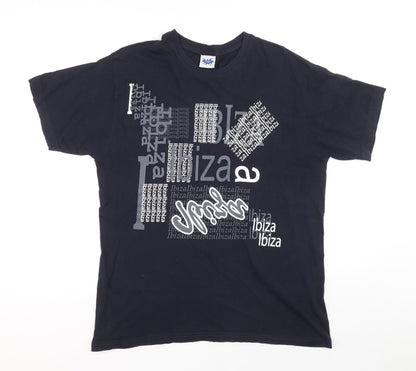 Planet 2000 Mens Blue Cotton T-Shirt Size XL Crew Neck - Ibiza