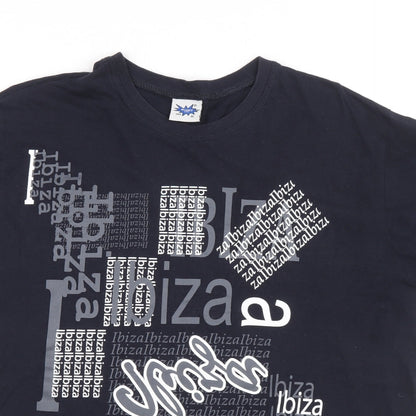 Planet 2000 Mens Blue Cotton T-Shirt Size XL Crew Neck - Ibiza