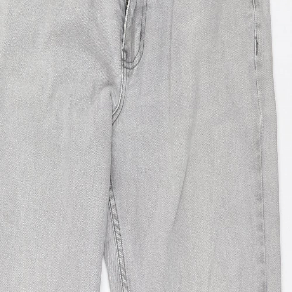 Cotton Traders Womens Grey Cotton Straight Jeans Size 34 L28 in Regular Zip