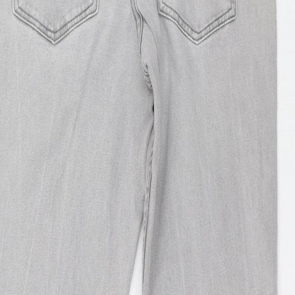 Cotton Traders Womens Grey Cotton Straight Jeans Size 34 L28 in Regular Zip