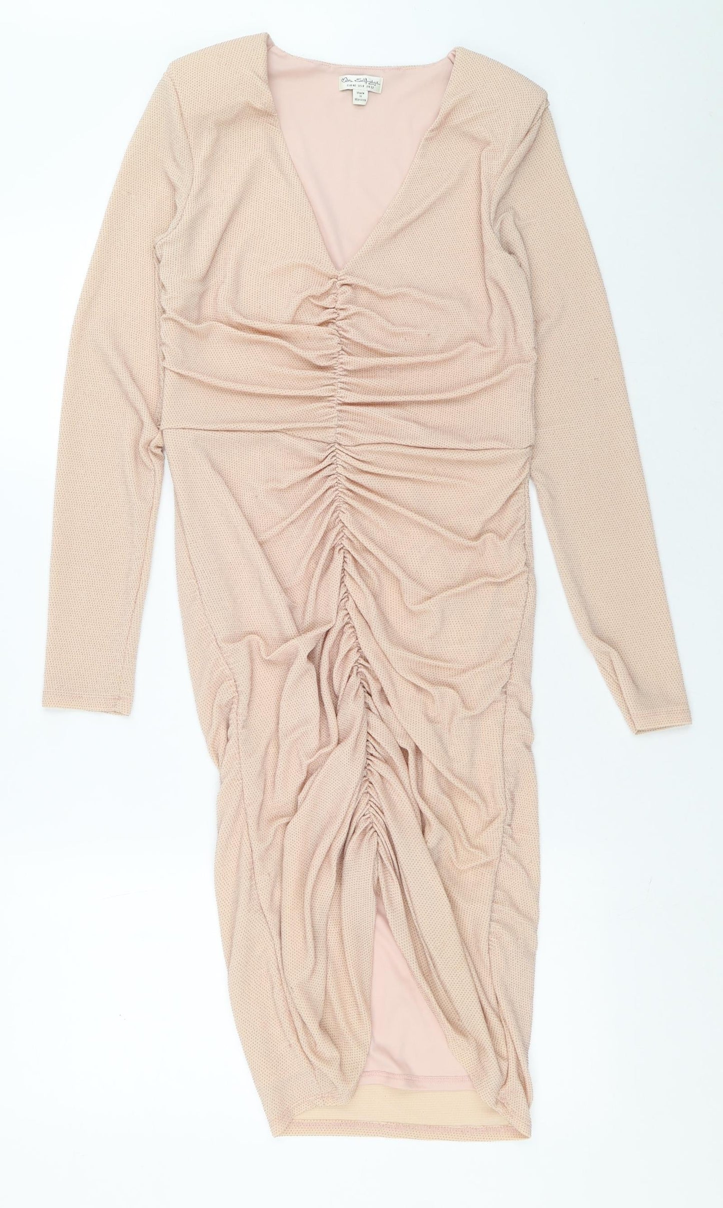 Miss Selfridge Womens Pink Polka Dot Polycarbamide Pencil Dress Size 12 V-Neck Pullover