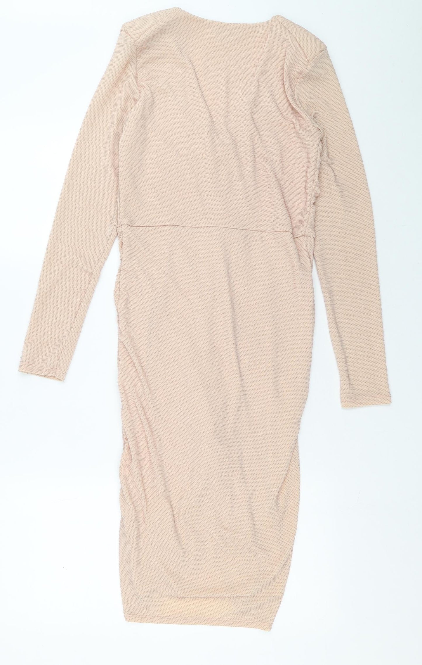 Miss Selfridge Womens Pink Polka Dot Polycarbamide Pencil Dress Size 12 V-Neck Pullover