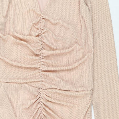 Miss Selfridge Womens Pink Polka Dot Polycarbamide Pencil Dress Size 12 V-Neck Pullover