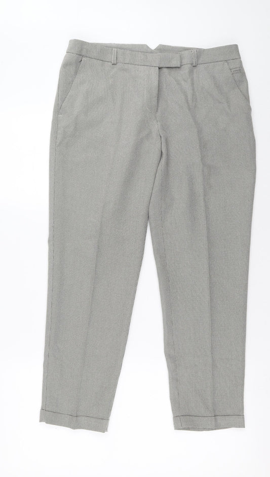 Dorothy Perkins Womens Grey Check Polyester Carrot Trousers Size 12 L26 in Regular Button