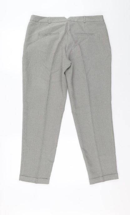 Dorothy Perkins Womens Grey Check Polyester Carrot Trousers Size 12 L26 in Regular Button