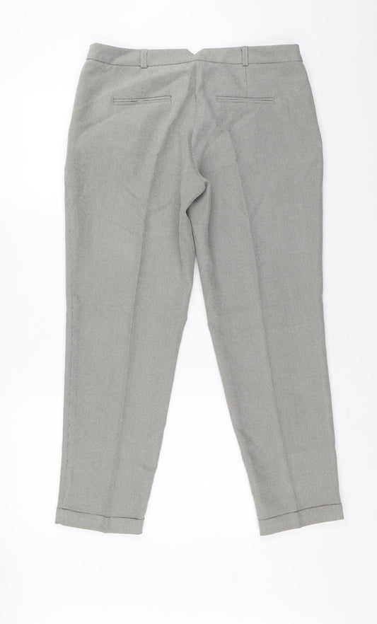 Dorothy Perkins Womens Grey Check Polyester Carrot Trousers Size 12 L26 in Regular Button