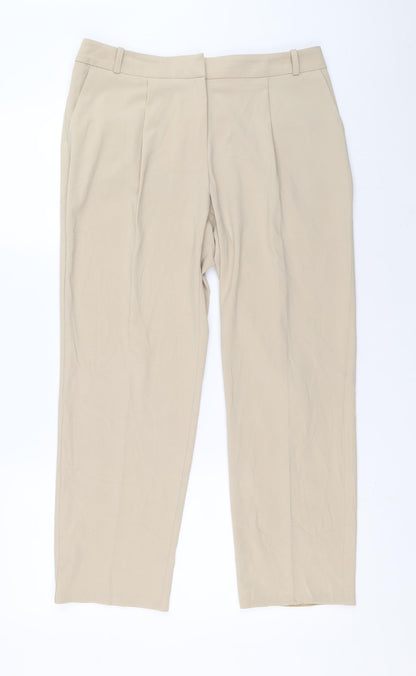 Womens UK Size 12 Marks and Spencer Regular Fit Carrot Beige Trousers