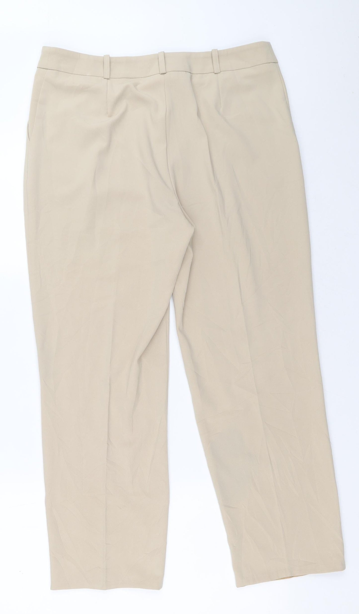Womens UK Size 12 Marks and Spencer Regular Fit Carrot Beige Trousers