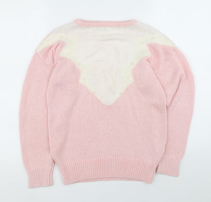 Womens UK Size S Planet Pink Pullover Jumper