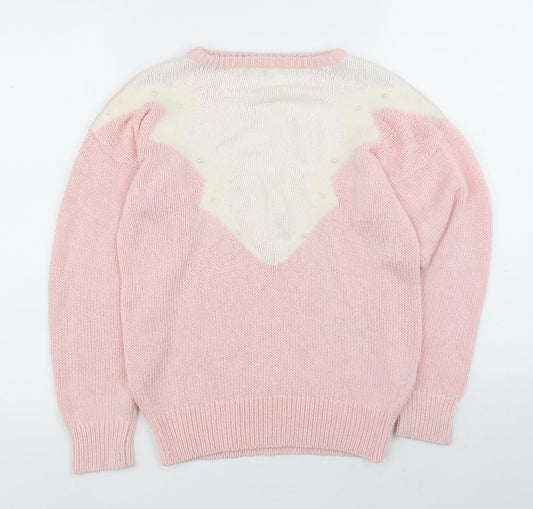 Womens UK Size S Planet Pink Pullover Jumper