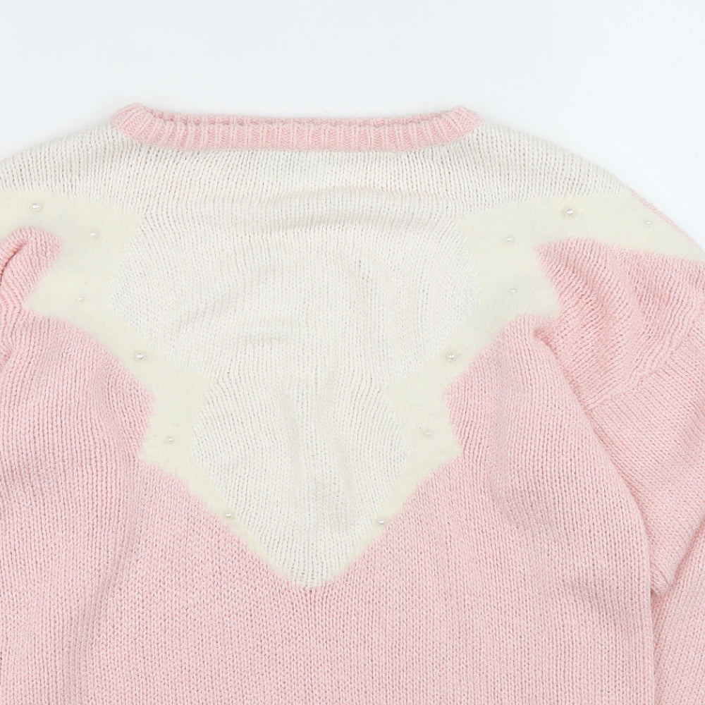 Womens UK Size S Planet Pink Pullover Jumper