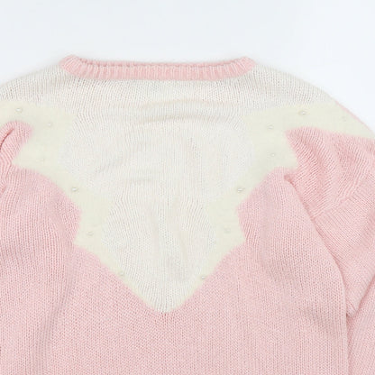 Womens UK Size S Planet Pink Pullover Jumper