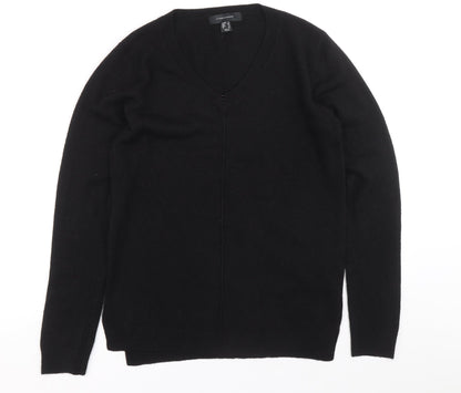 Atmosphere Womens Black V-Neck Acrylic Henley Jumper Size 8