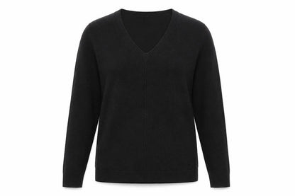 Atmosphere Womens Black V-Neck Acrylic Henley Jumper Size 8
