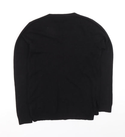 Atmosphere Womens Black V-Neck Acrylic Henley Jumper Size 8