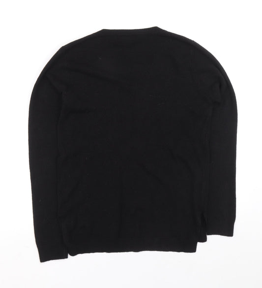 Atmosphere Womens Black V-Neck Acrylic Henley Jumper Size 8