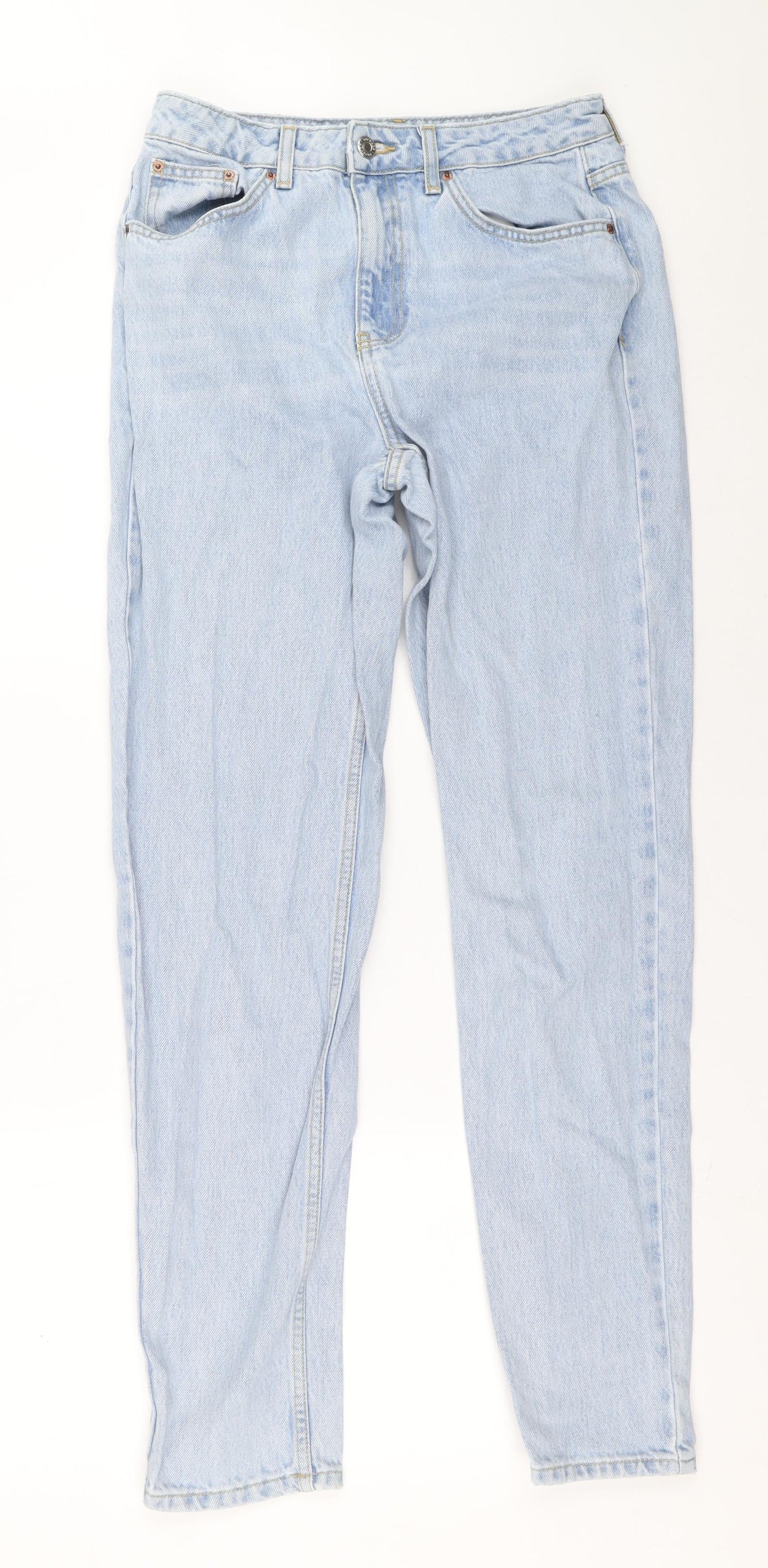 Topshop Womens Blue 100% Cotton Mom Jeans Size M L32 in Regular Zip