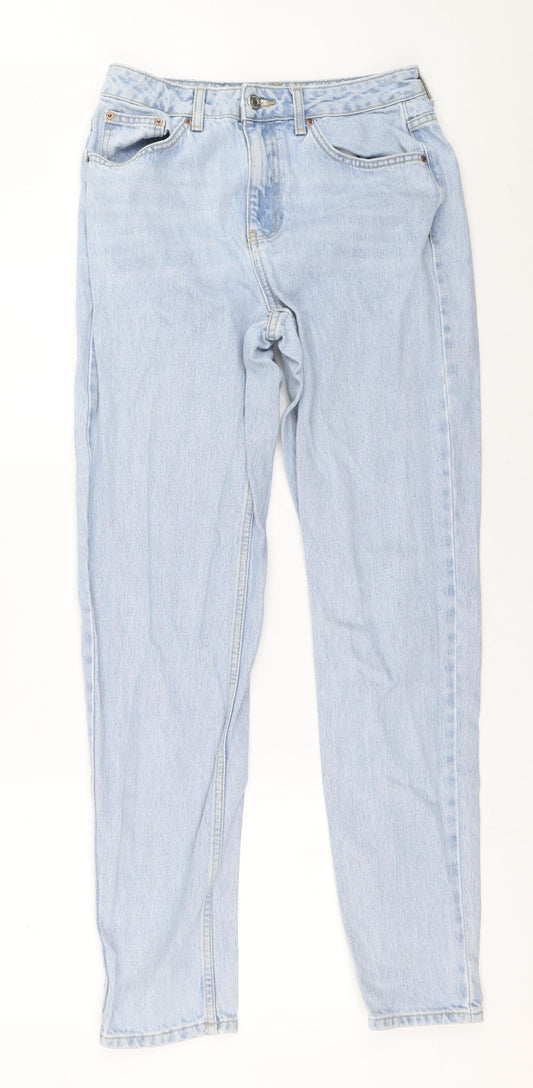 Topshop Womens Blue 100% Cotton Mom Jeans Size M L32 in Regular Zip