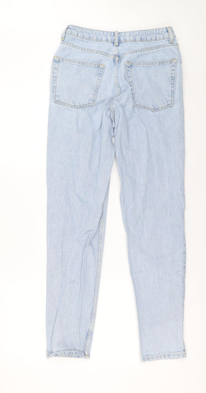 Topshop Womens Blue 100% Cotton Mom Jeans Size M L32 in Regular Zip
